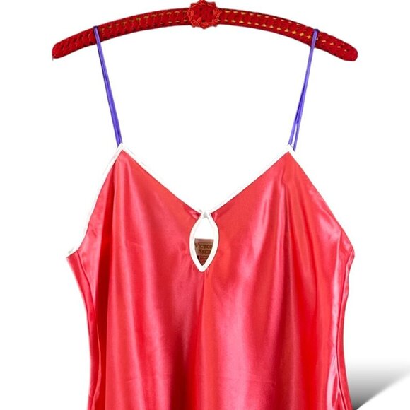 VTG Victoria's Secret Slip Dress Sz L Pink/Purple Satin Lingerie Negligée 90s - Picture 4 of 13